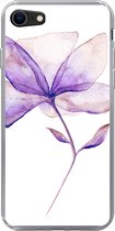 Geschikt voor iPhone SE 2020 hoesje - Bloemen - Waterverf - Paars - Siliconen Telefoonhoesje