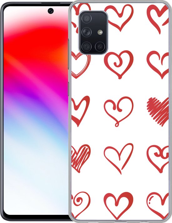 Coque Samsung Galaxy A71 - Une illustration avec des coeurs de différentes formes - Coque en Siliconen pour téléphone