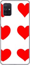 Geschikt voor Samsung Galaxy A71 hoesje - Een illustratie met negen rode hartjes - Siliconen Telefoonhoesje