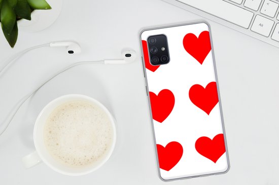Coque Samsung Galaxy A71 - Une illustration avec neuf coeurs rouges - Coque en Siliconen pour téléphone