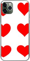 Geschikt voor iPhone 11 Pro Max hoesje - Een illustratie met negen rode hartjes - Siliconen Telefoonhoesje