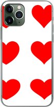 Geschikt voor iPhone 11 Pro hoesje - Een illustratie met negen rode hartjes - Siliconen Telefoonhoesje