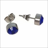 Aramat jewels ® - Zweerknopjes blauw zirkonia chirurgisch staal 7mm