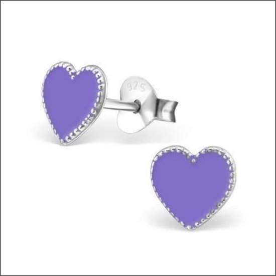 Aramat jewels ® - 925 sterling zilveren oorbellen hart paars
