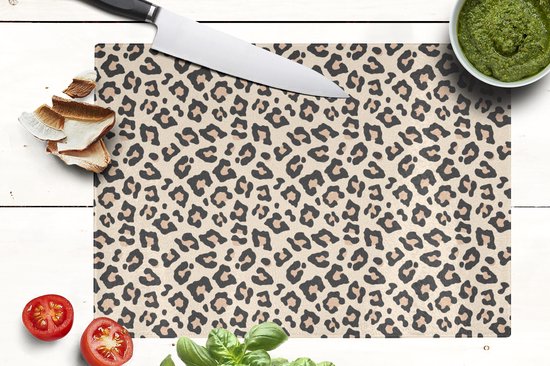 Planche à découper en Verres - 39 x 28 - imprimé panthère - Wit - rose - Planches à découper en Glas