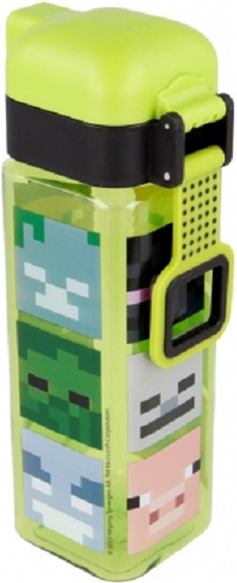 Minecraft Characters - Vierkante Drinkfles / Drinkbeker met Safety Lock en Draagring- 550 ml - BPA-vrij van Minecraft — afbeelding 5
