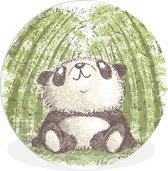 WallCircle - Wandcirkel ⌀ 150 - Bamboe - Panda - Bos - Ronde schilderijen woonkamer - Wandbord rond - Muurdecoratie cirkel - Kamer decoratie binnen - Wanddecoratie muurcirkel - Woonaccessoires