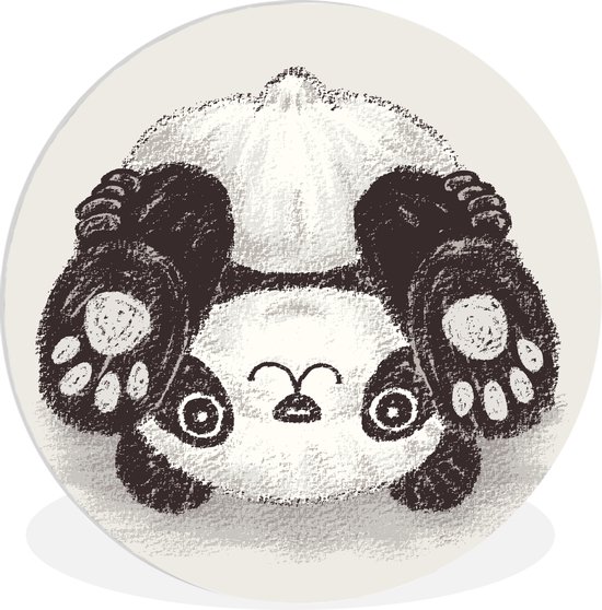 Illustration d'un panda couché à l'envers Plaque de cercle mural en plastique - ⌀ 150 cm - peinture ronde - impression photo sur cercle mural en plastique (forex) / cercle vivant / (décoration murale)