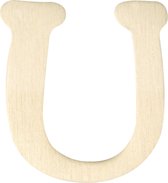 Letter - Hout - Populierenhout - 4cm hoog - 3mm dik - Naturel - Letter U