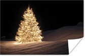 Poster Een verlichtte kerstboom tijdens de nacht - 180x120 cm XXL - Kerstmis Decoratie - Kerstversiering - Kerstdecoratie Woonkamer - Kerstversiering - Kerstdecoratie voor binnen - Kerstmis