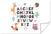 Poster Illustratie alfabet met bosdieren - 90x60 cm