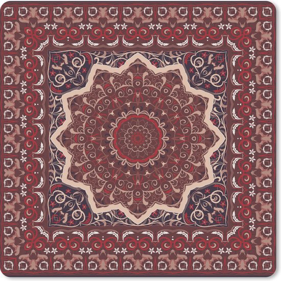 Muismat - Mousepad - Perzisch Tapijt - Mandala - Rood - 30x30 cm - Muismatten