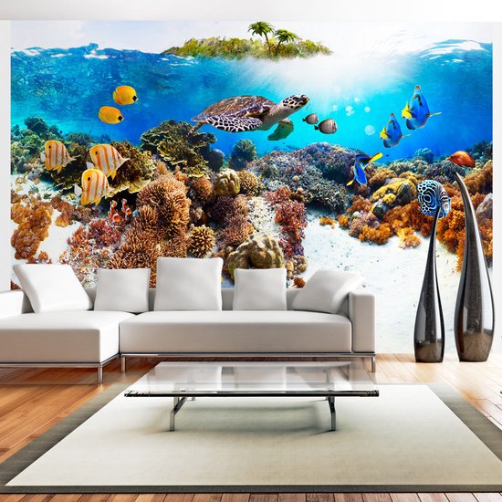392cm X 280cm - Zelfklevend fotobehang - Zeedieren in de oceaan , Premium Print