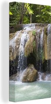 Tableau sur toile Cascade sur les rochers au parc national thaïlandais d'Erawan - 80x160 cm - Décoration murale