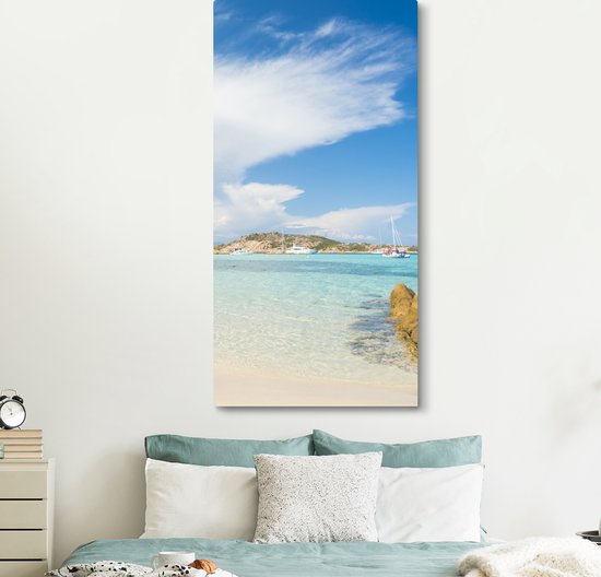 Tableau sur toile 80x160 cm - Décoration murale Plage en Sardaigne - Décoration murale salon - Décoration chambre - Accessoires chambre - Peintures
