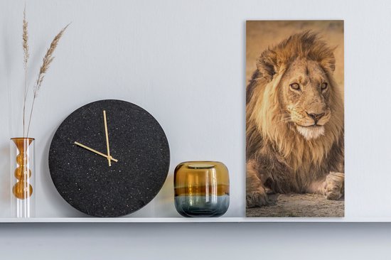 Toile Peinture Lion - Gros Plan - Savane - 20x40 cm - Décoration murale