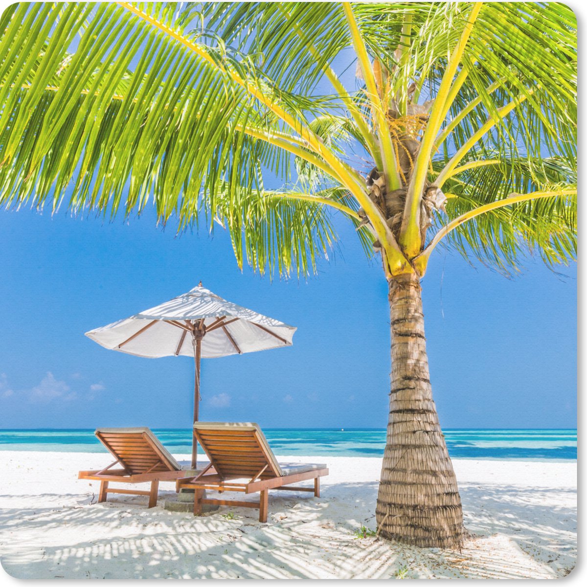 Muismat 30x30 cm - Mousepad Palmboom - Strandstoel - Parasol - Muismatten