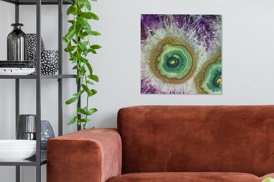 Tableau sur toile Intérieur d'une améthyste - 50x50 cm - Décoration murale