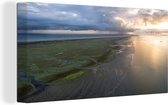 Ciel coloré au-dessus de Schiermonnikoog et de la mer des Wadden Toile 80x40 cm - Tirage photo sur toile (Décoration murale salon / chambre) / Mer et plage