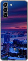 Geschikt voor Samsung Galaxy S21 hoesje - Rotterdam - Lucht - Roze - Siliconen Telefoonhoesje