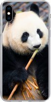 Geschikt voor iPhone Xs Max hoesje - Reuzepanda - Bamboe - Bladeren - Siliconen Telefoonhoesje