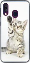 Coque Samsung Galaxy A40 - Chaton - Patte - Wit - Siliconen