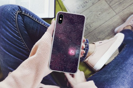 Coque iPhone X - Univers - Étoiles - Rose - Siliconen