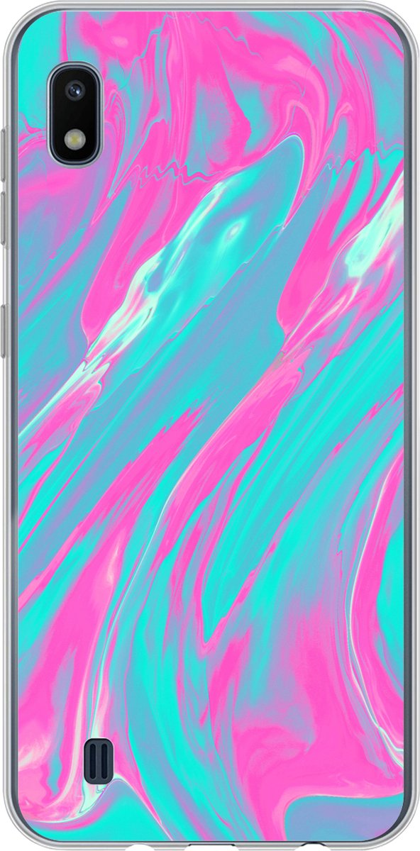 Telefoonhoesje Geschikt voor Samsung Galaxy A10 hoesje - Kunst - Roze - Blauw - Psychedelisch - Siliconen Telefoonhoesje Telefoonhoesje
