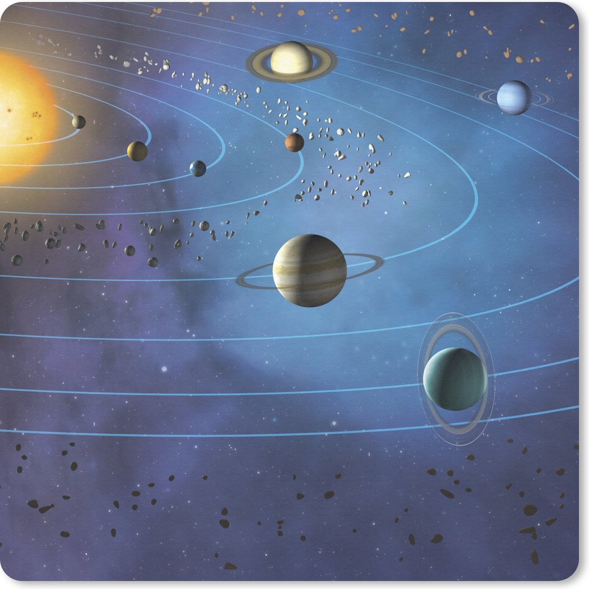 Muismat 20x20 cm - Mousepad Een illustratie van het grote zonnestelsel - Muismatten