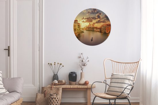 WallCircle - Cercle mural - Cercle mural intérieur - Italie - Gondole - Grand Canal - 60x60 cm - Décoration murale - Peintures ronds