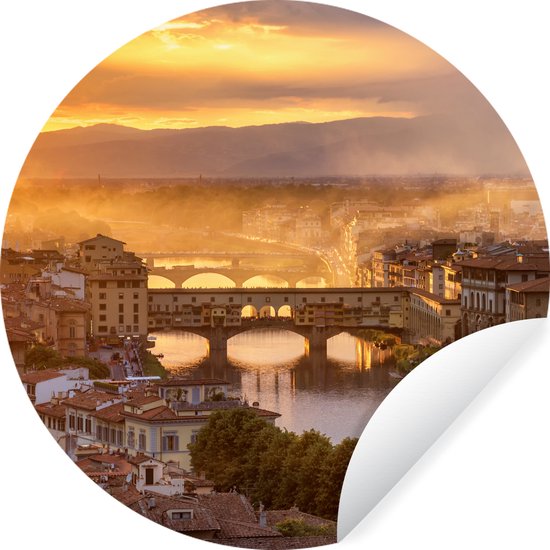 WallCircle - Muursticker - Behangcirkel - Italie - Brume - Lever du soleil - Florence - 80x80 cm - Muurcirkel - Autocollant - Sticker mural rond