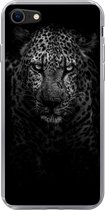 Telefoonhoesje Geschikt voor iPhone 8 hoesje - Luipaard - Zwart - Wit - Siliconen Telefoonhoesje