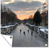 Tuinposters Amsterdam - Schaatsen - Winter - 50x50 cm - Tuindoek - Buitenposter