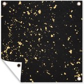 Tuinposters Gouden vlokken op een zwarte achtergrond - 50x50 cm - Tuindoek - Buitenposter