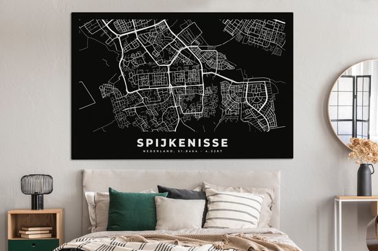 Carte Peinture sur Toile - Spijkenisse - Zwart - 150x100 cm - Décoration murale