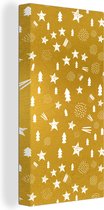 Canvas Schilderij Kerst - Feest - Goud - 20x40 cm - Wanddecoratie