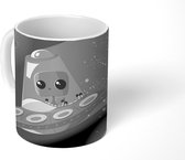 Mok - een UFO in de ruimte - zwart wit - 350 ML - Beker