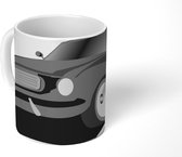 Mok - tekening van een rode Mustang voor een witte achtergrond - zwart wit - 350 ML - Beker