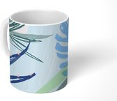 Mok - Zomer - Blad - Blauw - 350 ML - Beker