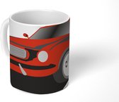Mok - tekening van een rode Mustang voor een witte achtergrond - 350 ML - Beker - Uitdeelcadeautjes
