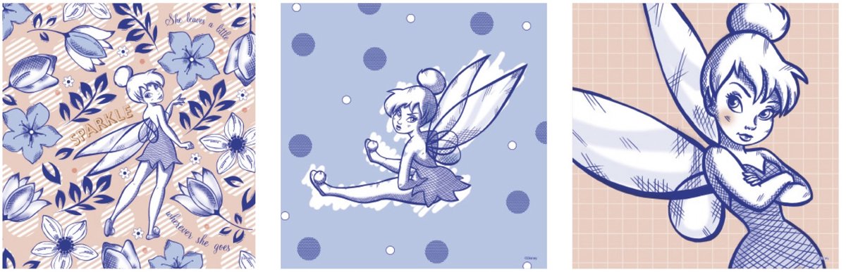 Disney - Canvas Set van 3 - Tinkerbell - 3x 30x30 cm