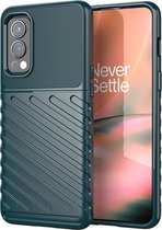 OnePlus Nord 2 Hoesje - Mobigear - Groove Serie - TPU Backcover - Groen - Hoesje Geschikt Voor OnePlus Nord 2