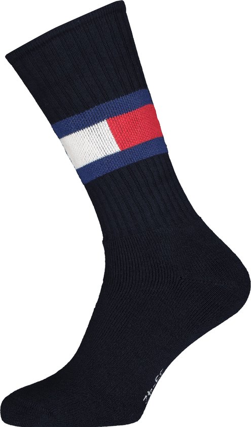 Tommy Hilfiger Flag Socks (1-pack) - unisex sportsokken katoen - donkerblauw -  Maat: