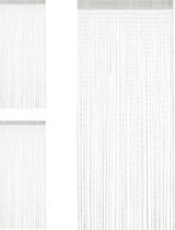 Relaxdays 3x Draadgordijn glitters wit - deurgordijn - draadjesgordijn - franjes gordijn