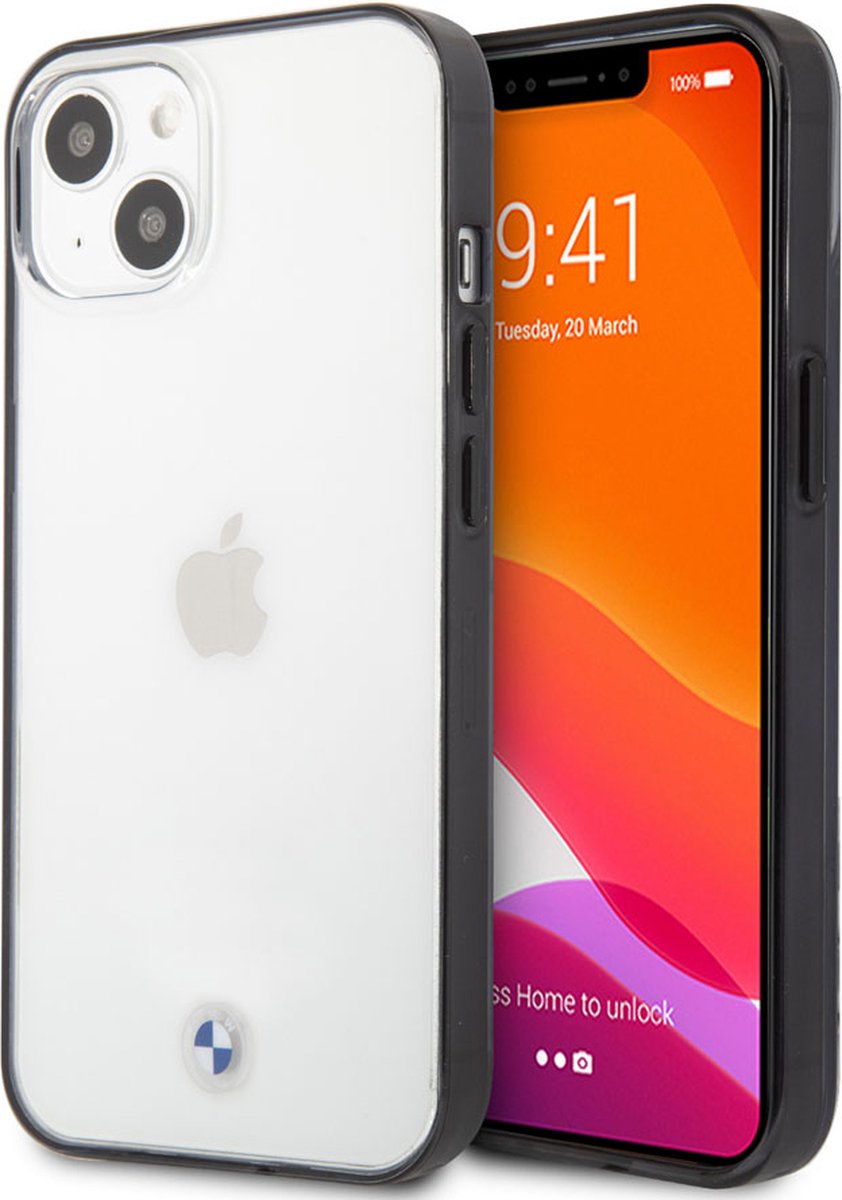 iPhone 13 Mini Backcase hoesje - BMW - Effen Transparant - Leer