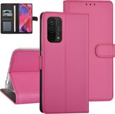 Felroze hoesje voor Oppo A74 5G & Oppo A54 5G - Book Case - Pasjeshouder - Magneetsluiting