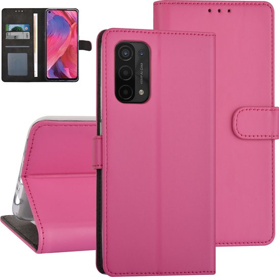 Étui rose vif pour Oppo A74 5G et Oppo A54 5G - Étui à livres - Porte-cartes - Fermeture magnétique