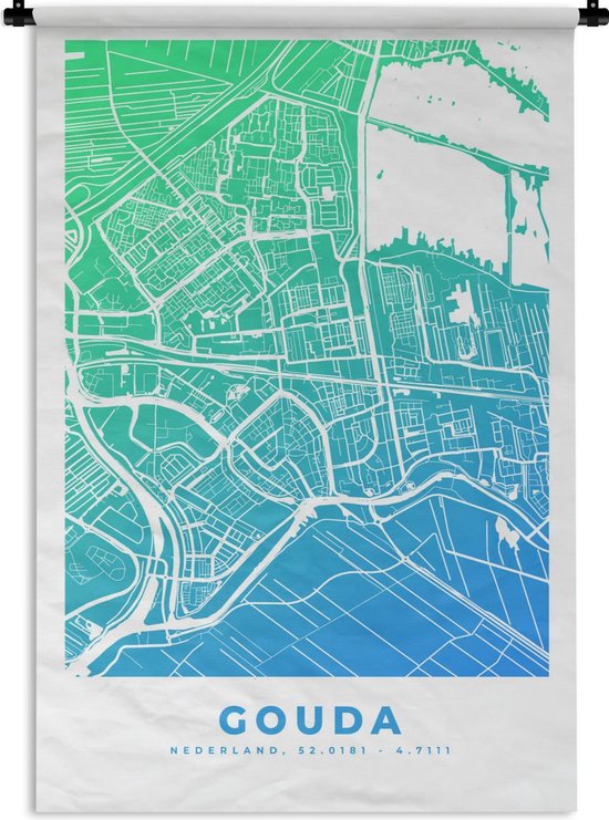 Tapisserie - Tapisserie - Plan de la ville - Gouda - Nederland - 90x135 cm - Tapisserie - Carte