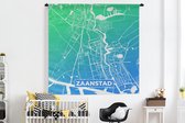 Wandkleed - Wanddoek - Stadskaart - Zaanstad - Blauw - Groen - 180x180 cm - Wandtapijt - Plattegrond