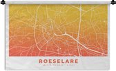Wandkleed - Wanddoek - Stadskaart - Roeselare - België - Oranje - 180x120 cm - Wandtapijt - Plattegrond